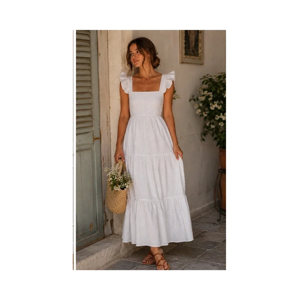 Dreamy Cottagecore Swiss Dot Maxi Dress - Picture 2 of 11